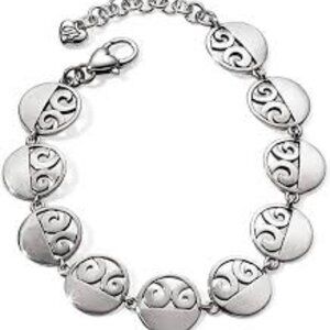 Brighton LONDON GROOVE LINK Disk Round Swirl Silver Bracelet